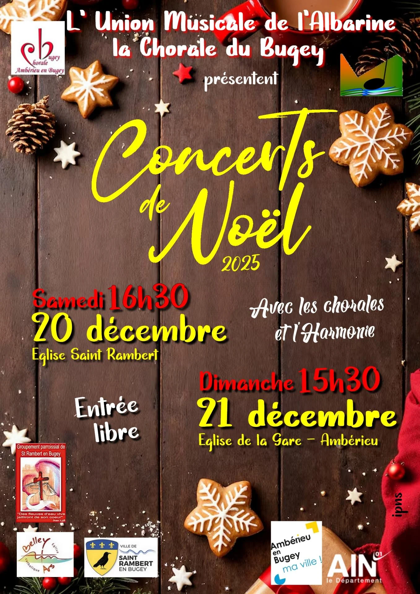 Concerts de Noël 2025 de l'Union Musicale de l'Albarine et de la Chorale du Bugey