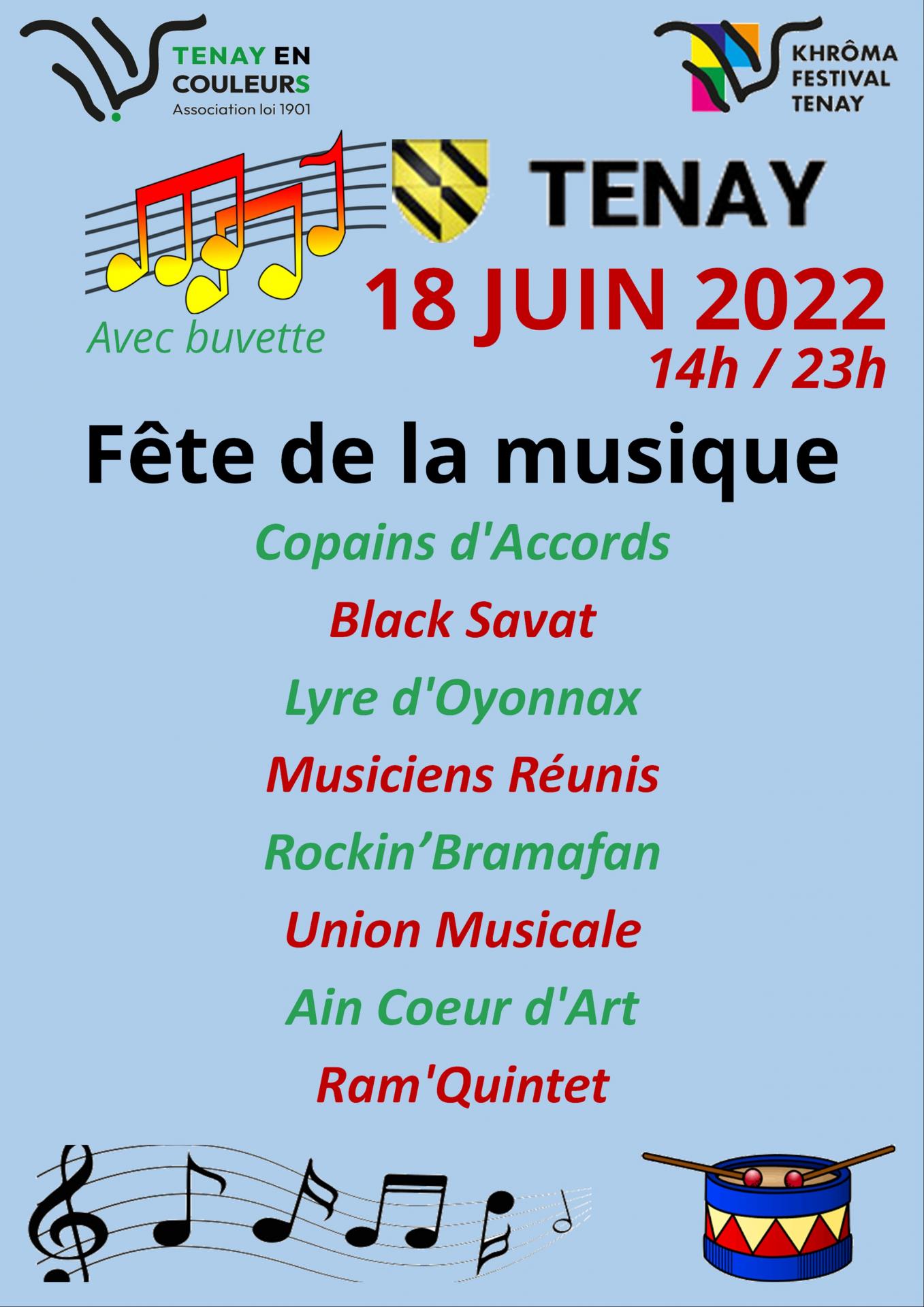 affiche fête de la musique 2022 à Tenay